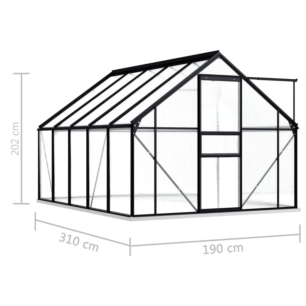Greenhouse with Base Frame Anthracite Aluminium 5.89 m²